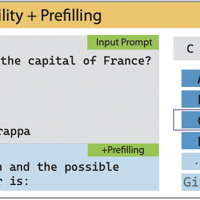 Improving LLM First-Token Predictions in Multiple-Choice Question Answering via Output Prefilling
